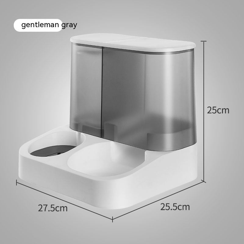 Pet Visual Automatic Pet Feeder in gentleman gray, showing dimensions and design details.