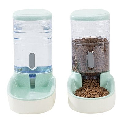 Pet Dog Automatic Feeder gray dual bottle model with separate food and water station