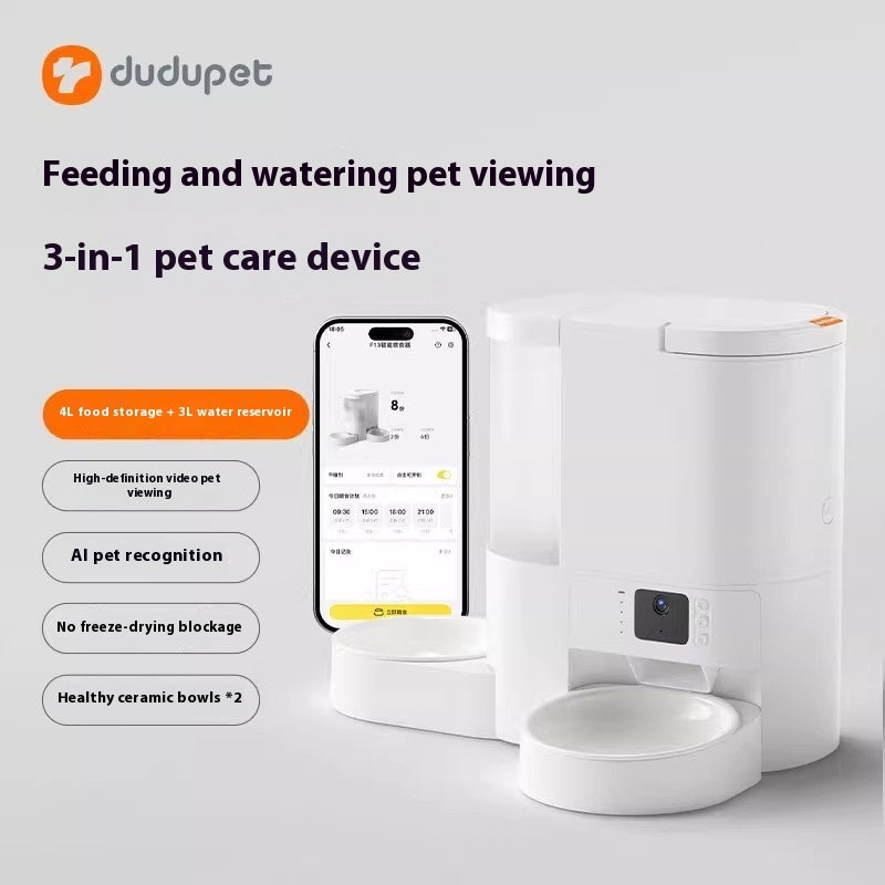 Automatic Cat Feeder with integrated water fountain