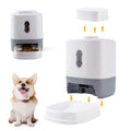 Automatic Pet Feeder gray and white design with detachable bowl, ideal for pet tableware, and large capacity.