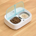 Smart Automatic Dual-Feeding Pet Feeder With Timer for cats featuring dual-port design and transparent lid.