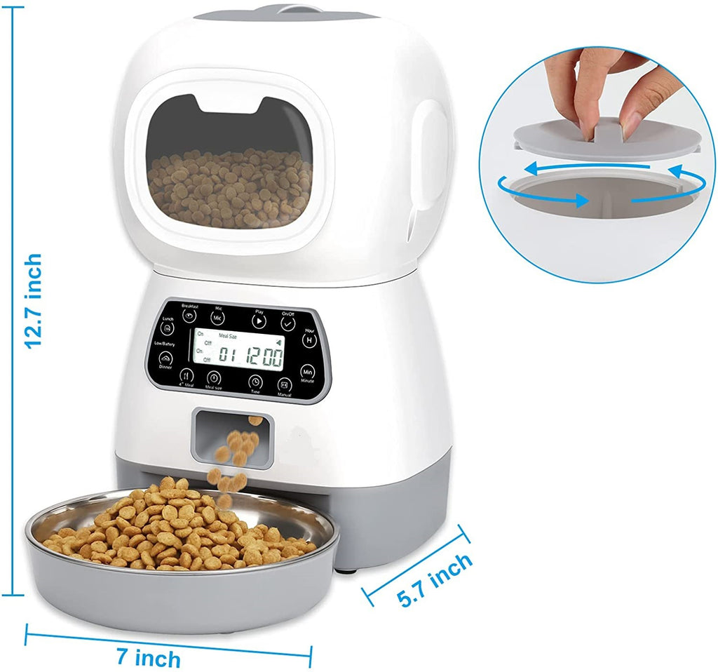 Pet Automatic Feeder slim white model with digital timer and automatic dispensing