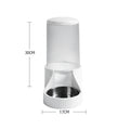 Pet Large Capacity Automatic Pet Feeder with transparent container and stainless steel bowl, 30CM height, 17CM width.