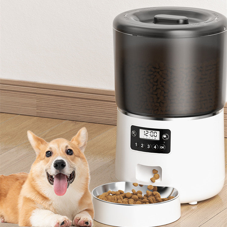 Pet Feeder Cat black cylindrical model with smart WiFi control for cats