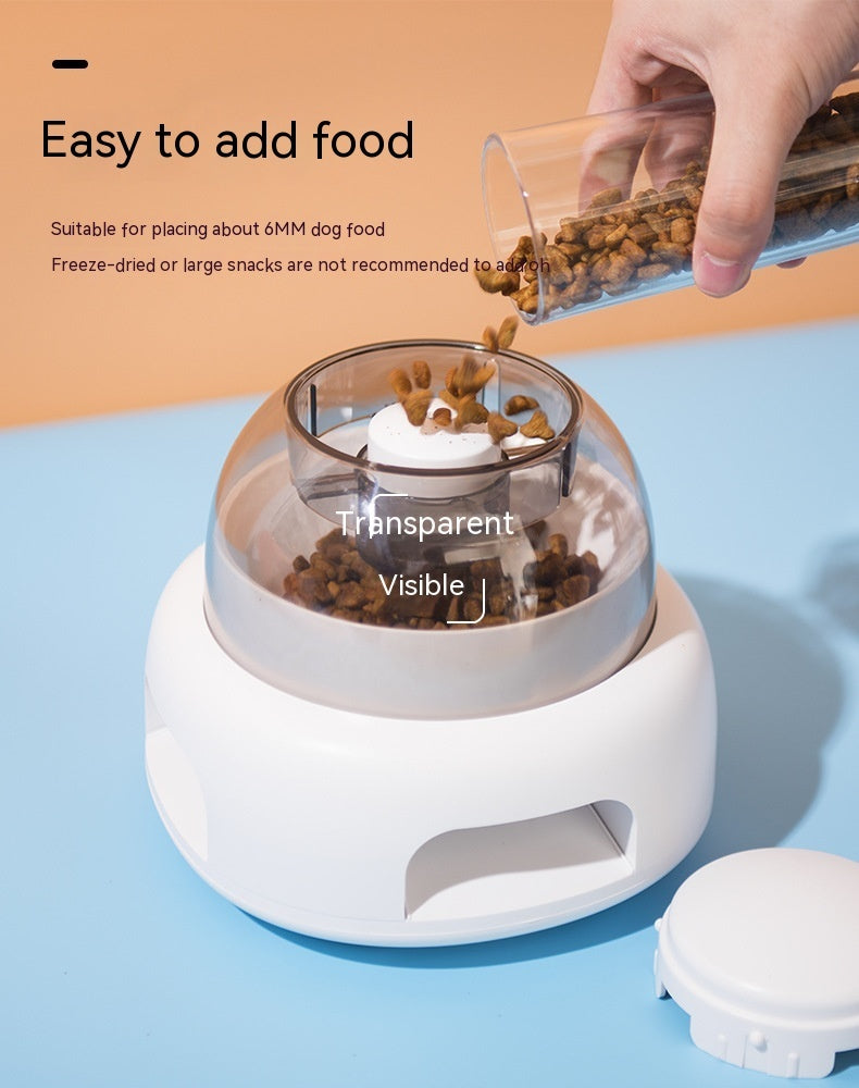 Dog Press Leakage Food Feeder Automatic Pet Feeder in use with pet